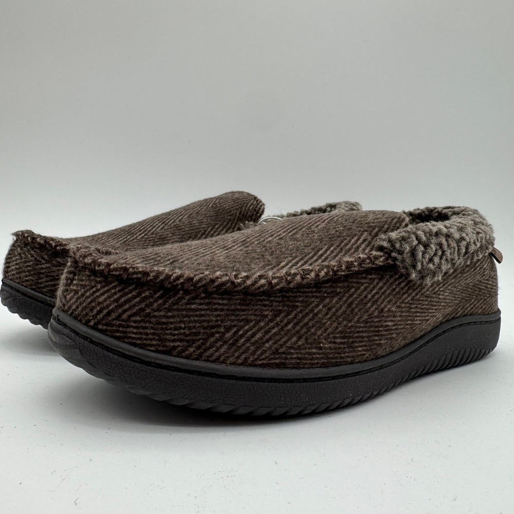 Dearfoams Men's Medium 9-10 Brown Memory Foam Slipper Loafers NIB